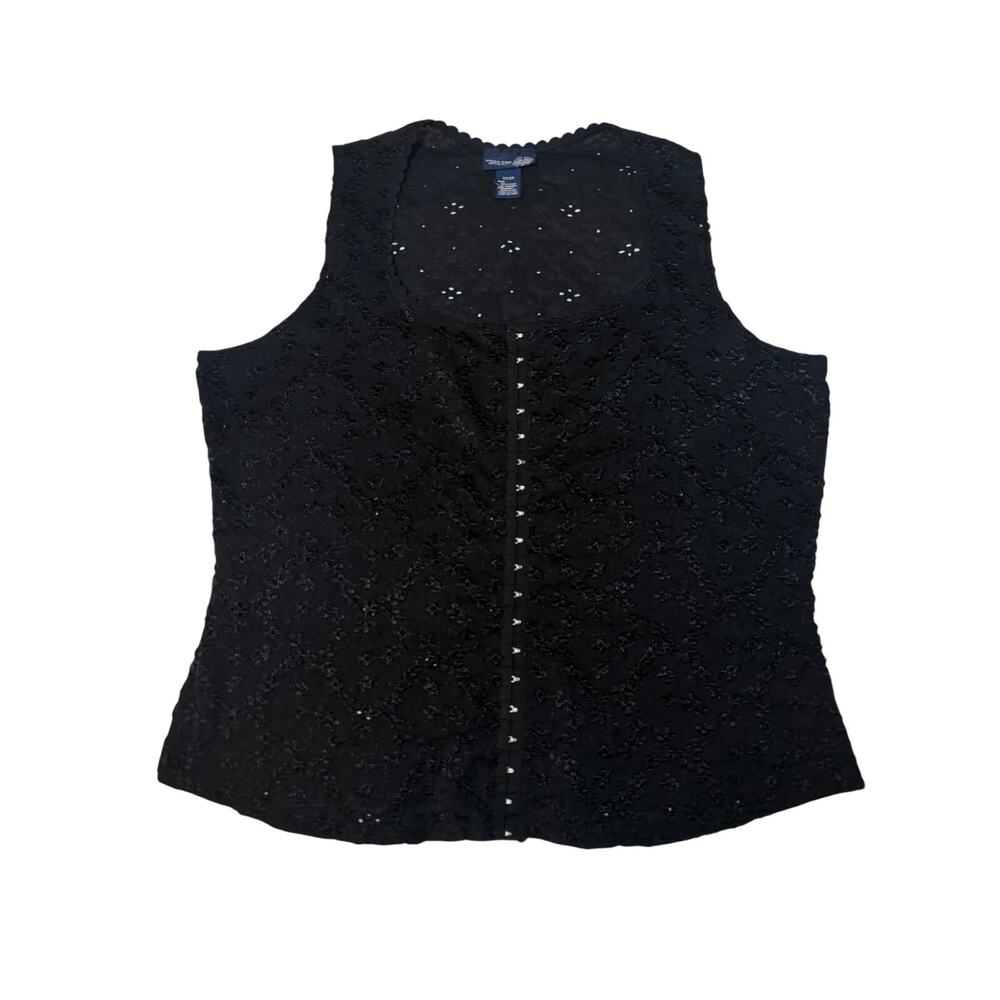 VTG 90s Y2K Venezia Jeans Black Lace Corset Style Top Fairy Grunge Size 22/24